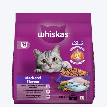 Whiskas Adult (1+ Years) Mackerel Flavour Dry Cat Food