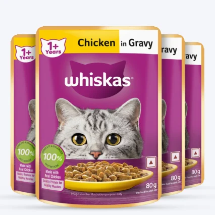 Whiskas Adult (1+ Years) Chicken in Gravy Wet Cat Food - 80 gm Pack