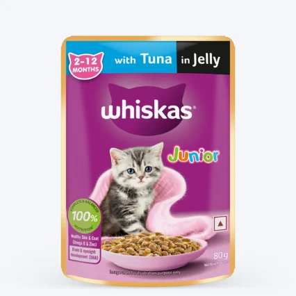 Whiskas Junior Kitten (2-12 Months) Tuna in Jelly Wet Cat Food - 80 gm Pack