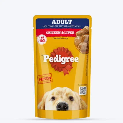 Pedigree Chicken & Liver Chunks In Gravy Adult Dog Wet Food - 130 g
