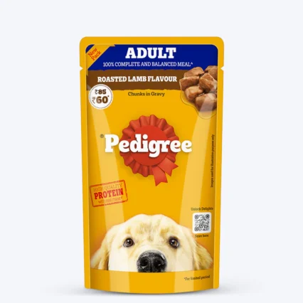 Pedigree Roasted Lamb Flavour Chunks In Gravy Adult Dog Wet Food - 130 g