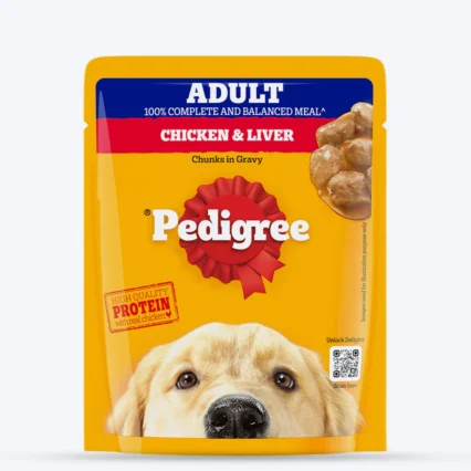 Pedigree Chicken & Liver Chunks in Gravy Adult Wet Dog Food - 70 g packs