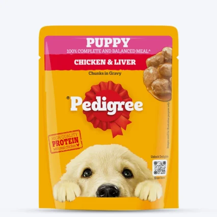 Pedigree Chicken & Liver Chunks in Gravy Wet Puppy Food - 70 g packs
