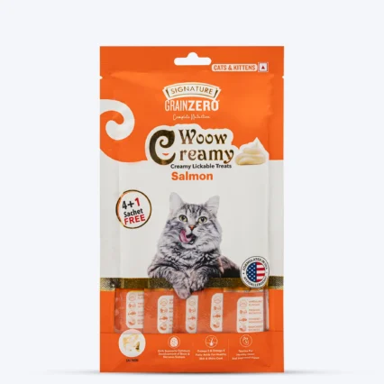 Signature Grain Zero Woow Creamy Salmon Lickable Treats For Cat & Kitten - 75 g