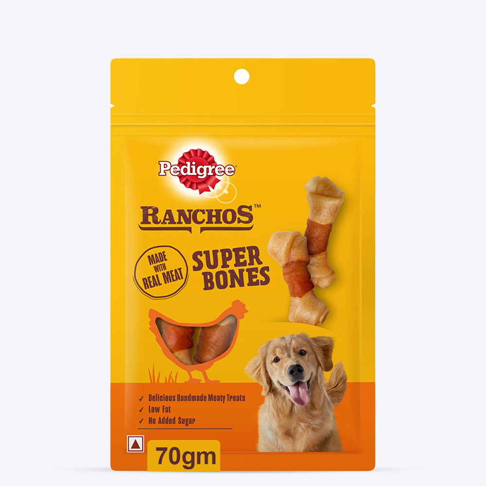 Pedigree Ranchos Super Bones (1+ Years) Chicken And Milky Flavour Dog Treat - 70 gm