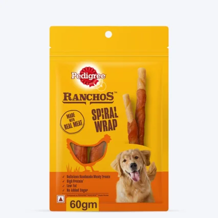 Pedigree Ranchos Spiral Wrap (1+ Years) Chicken And Smoky Lamb Flavour Dog Treat - 60 gm