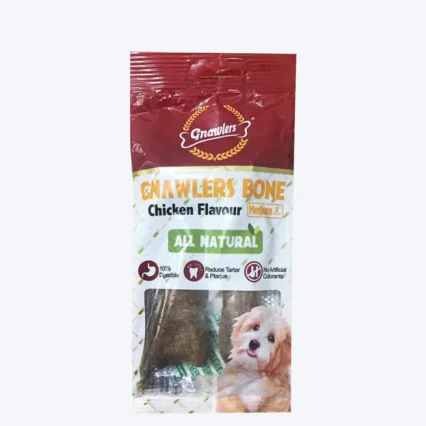 Gnawlers Bone Dog Treats - Chicken Flavour - Medium(2 Pieces) - 90 g