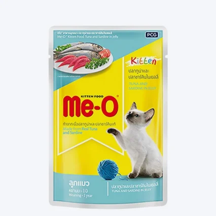 Me-O Tuna & Sardine Jelly Wet Kitten Food - 80 g packs