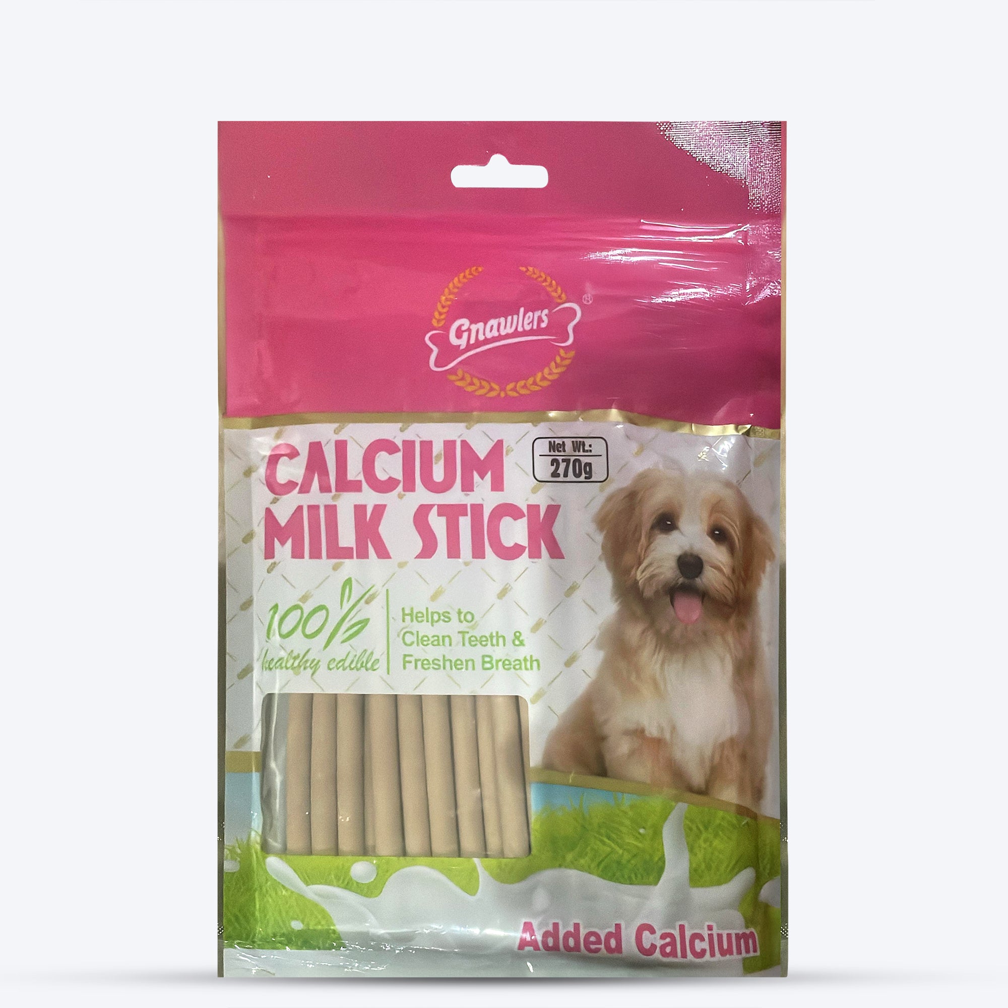 Gnawlers Calcium Milk Stick Dog Treat - 270 g