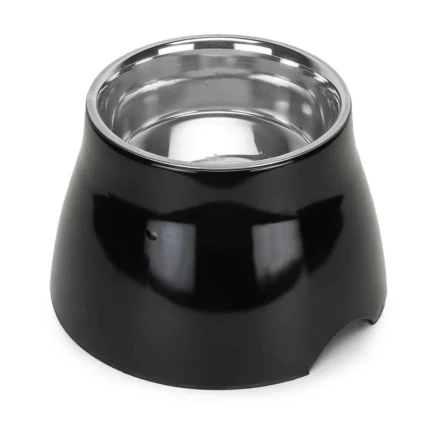 BASIL Elevated Melamine and Stainless Steel Pet Feeding Bowls for Bigger Ears Dogs, 500ml (Black)