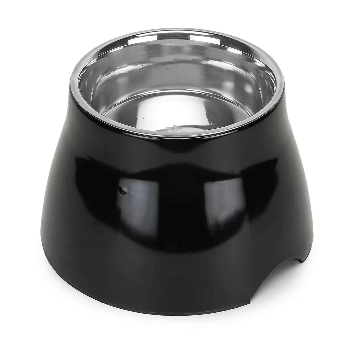 BASIL Elevated Melamine and Stainless Steel Pet Feeding Bowls for Bigger Ears Dogs, 500ml (Black)