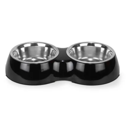 Double Bowl Feeding Set for Dogs & Puppies (Black)