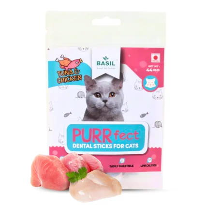 BASIL PURRfect Dental Stick Tuna Chicken Treat for Cats & Kittens | 44 Grams