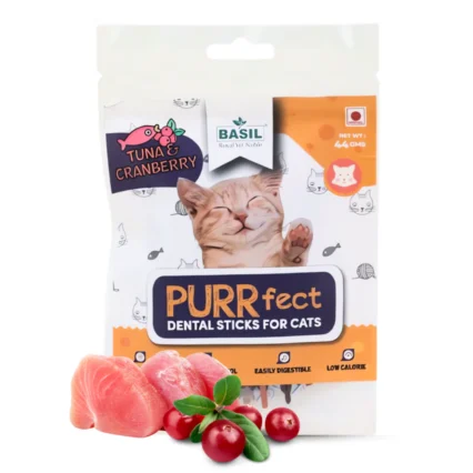 BASIL PURRfect Dental Stick Tuna Cranberry Treat for Cats & Kittens | 44 Grams